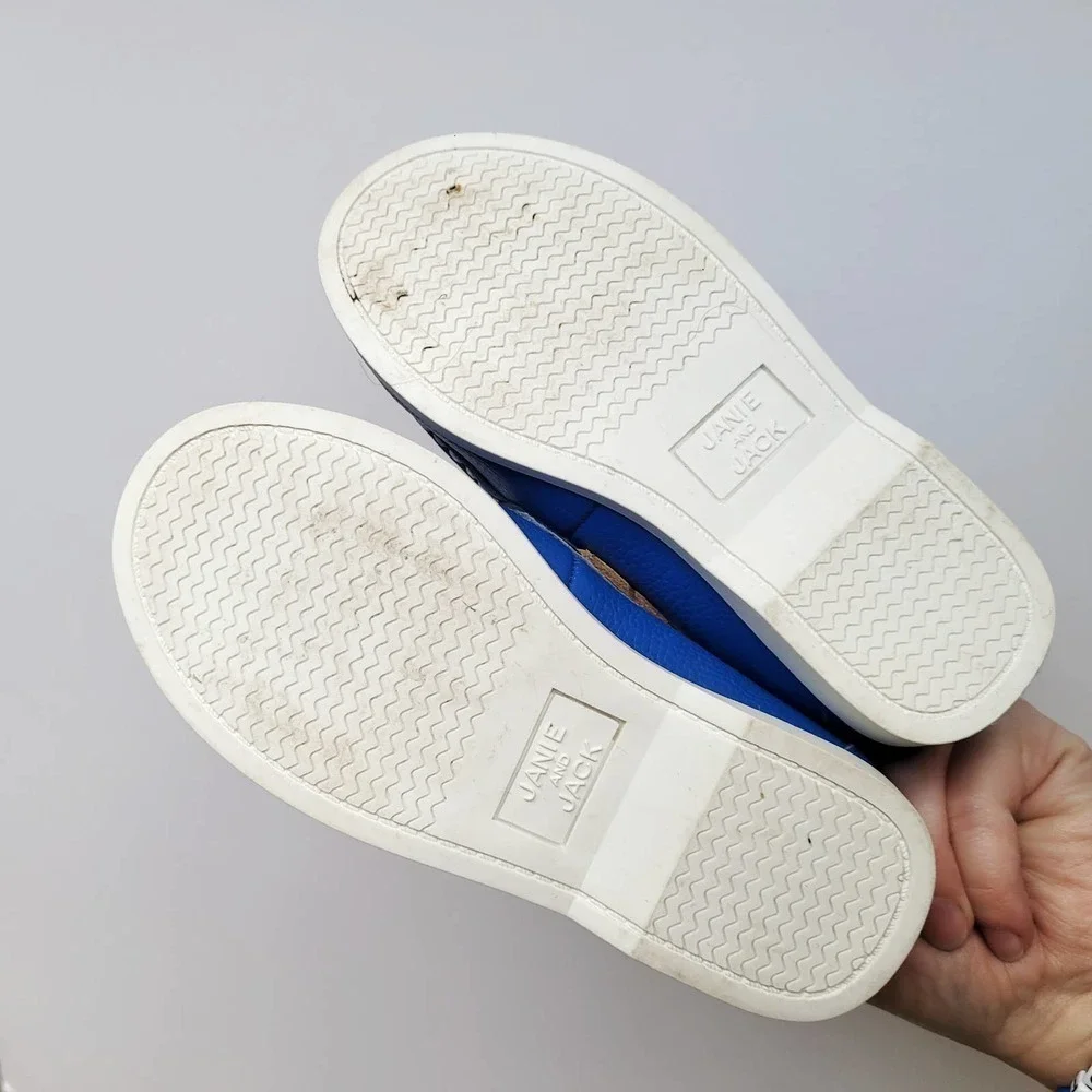 Janie & Jack 10 toddler Leather Boat Shoe Capri Blue Like New